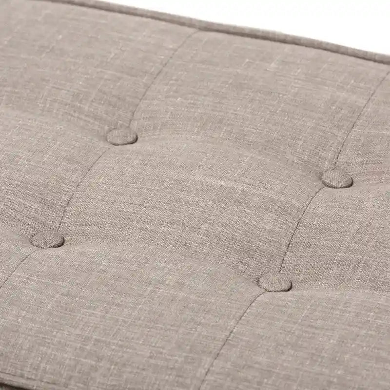 Mid-Century Fabric Button-Tufted Bench