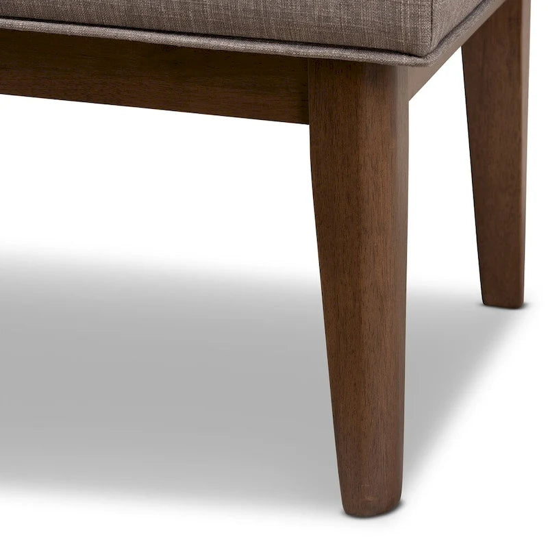 Mid-Century Fabric Button-Tufted Bench