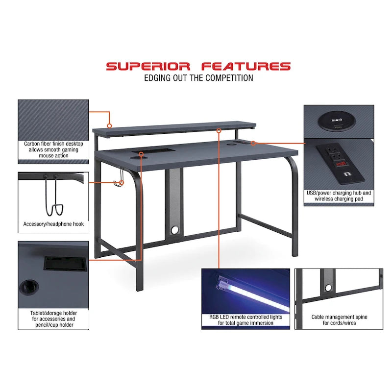 48-Inch Contemporary Gaming Desk