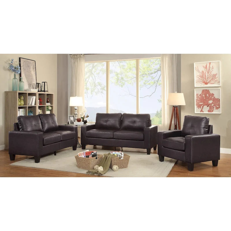 71 in. W Flared Arm Faux Leather Straight Sofa