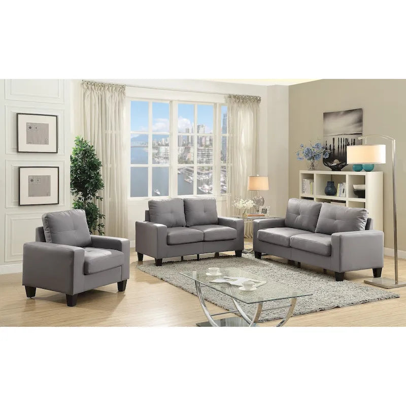 71 in. W Flared Arm Faux Leather Straight Sofa