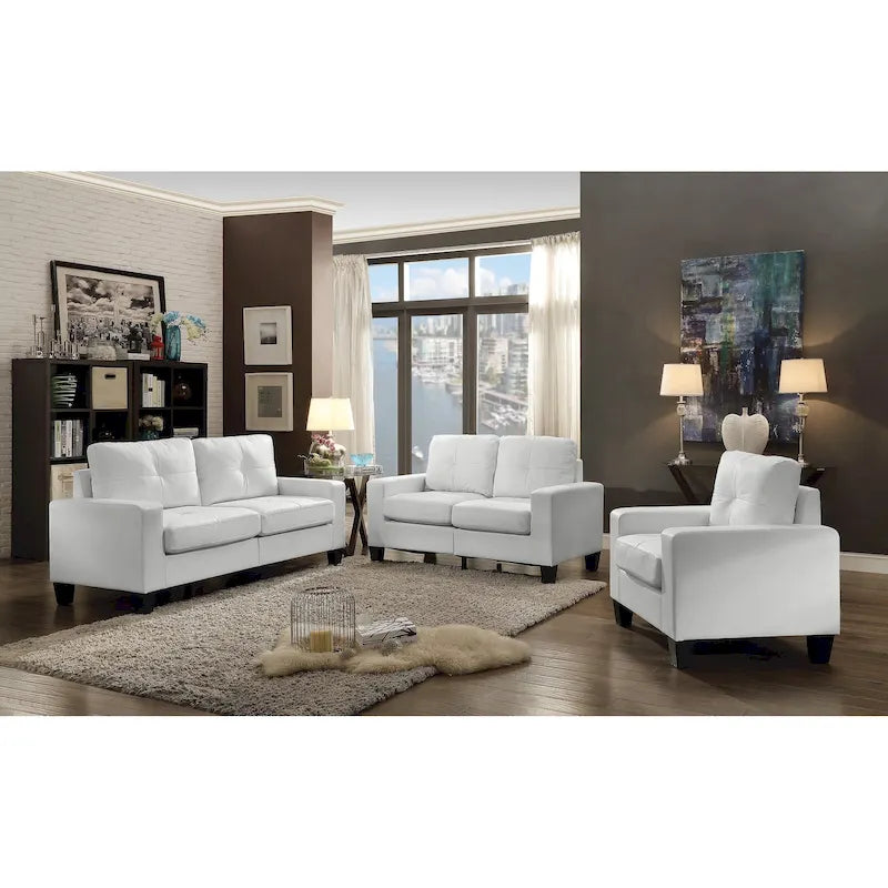 71 in. W Flared Arm Faux Leather Straight Sofa