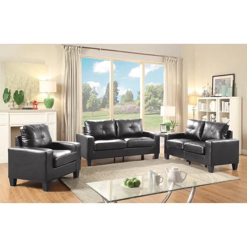 71 in. W Flared Arm Faux Leather Straight Sofa