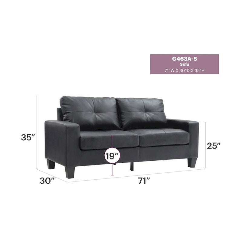 71 in. W Flared Arm Faux Leather Straight Sofa