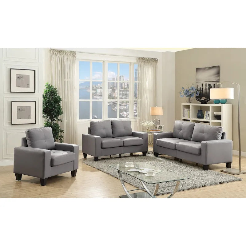 71 in. W Flared Arm Faux Leather Straight Sofa