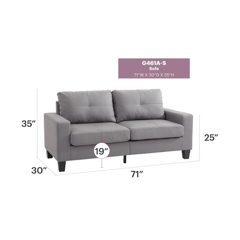71 in. W Flared Arm Faux Leather Straight Sofa