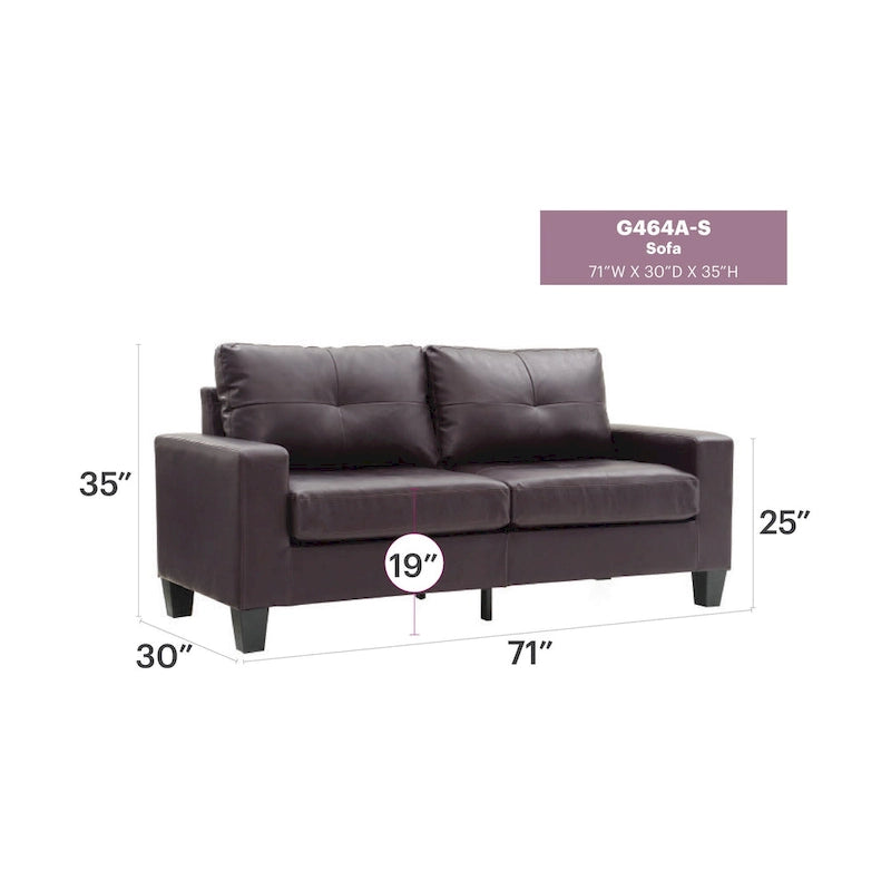 71 in. W Flared Arm Faux Leather Straight Sofa