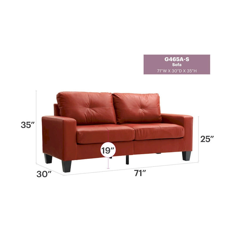 71 in. W Flared Arm Faux Leather Straight Sofa