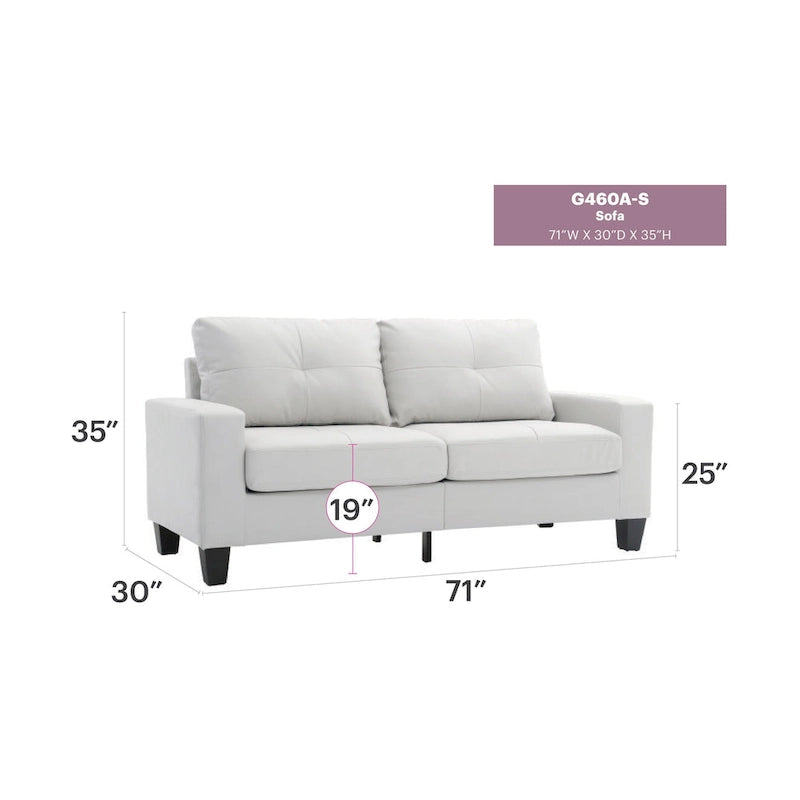 71 in. W Flared Arm Faux Leather Straight Sofa