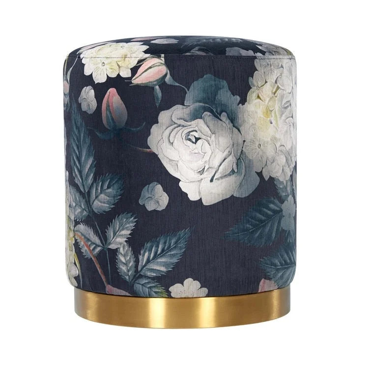 Floral Velvet Ottoman
