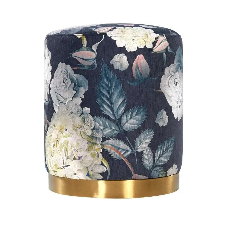 Floral Velvet Ottoman