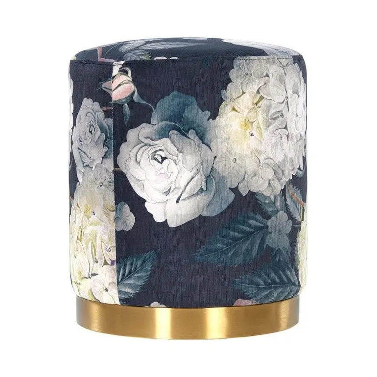 Floral Velvet Ottoman