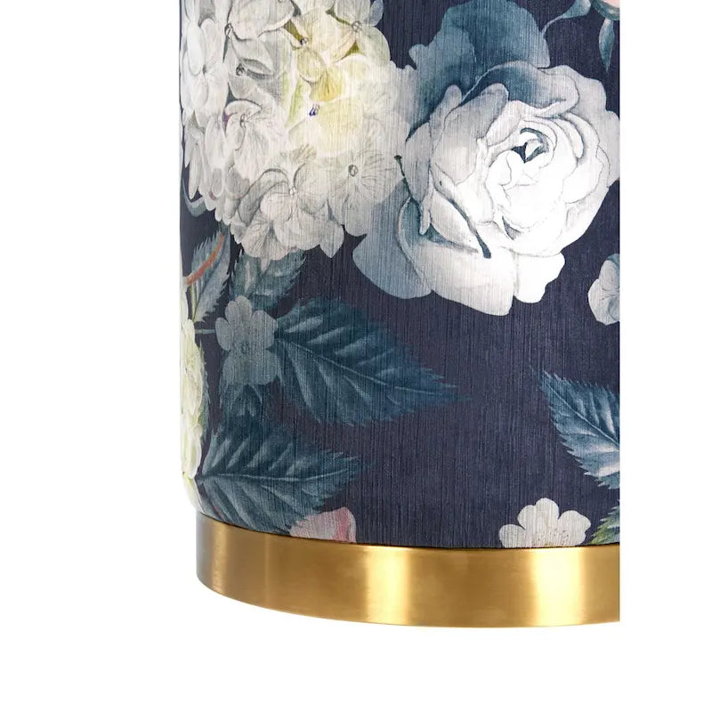 Floral Velvet Ottoman