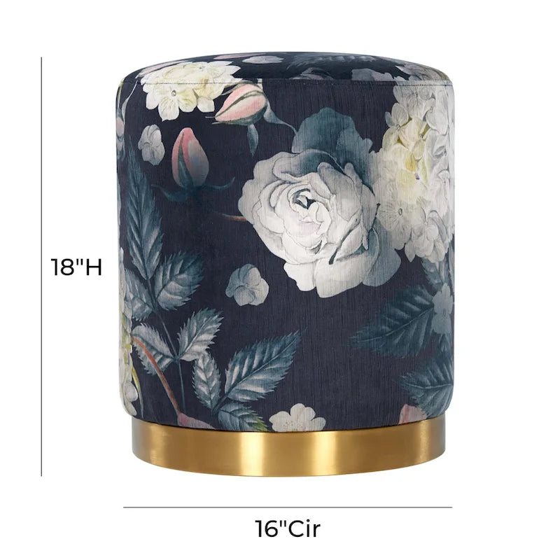 Floral Velvet Ottoman