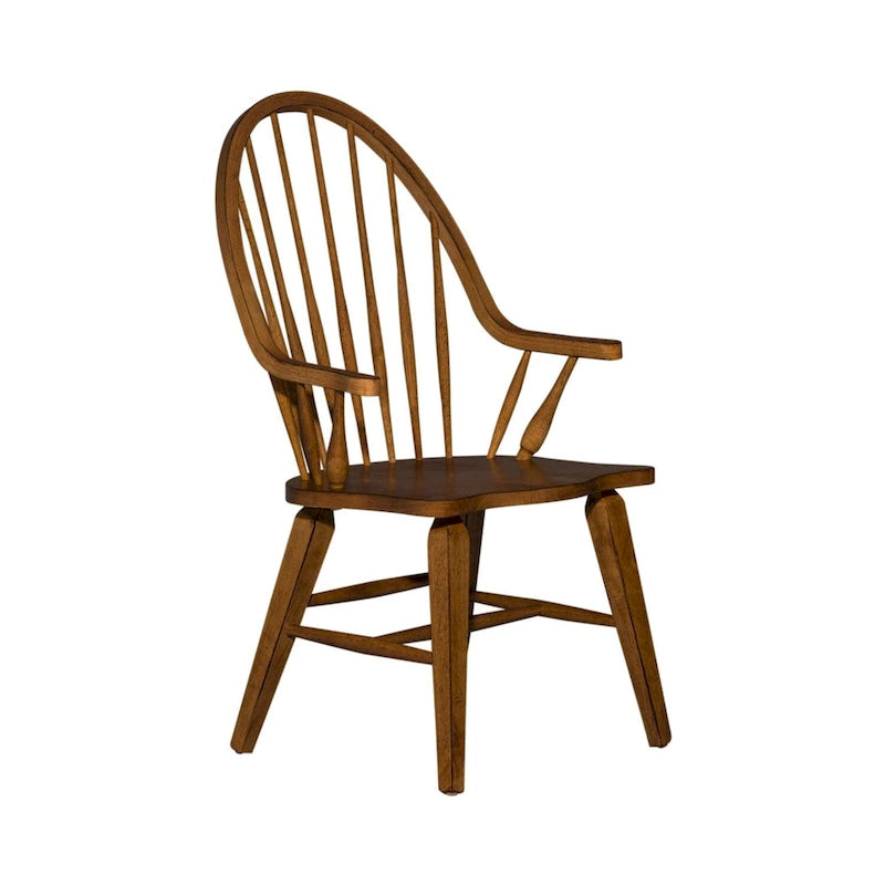 Tobacco Finish Windsor Back Arm Chair