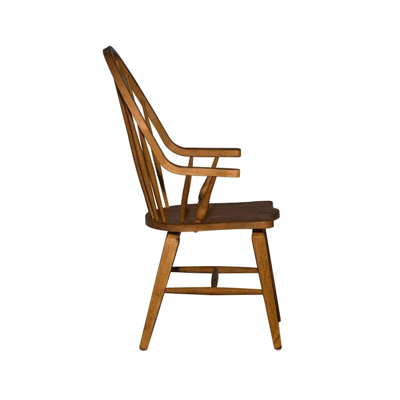 Tobacco Finish Windsor Back Arm Chair