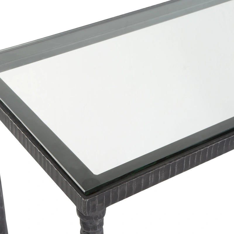 Iron & Glass Console Table - 63W x 30H x 14D