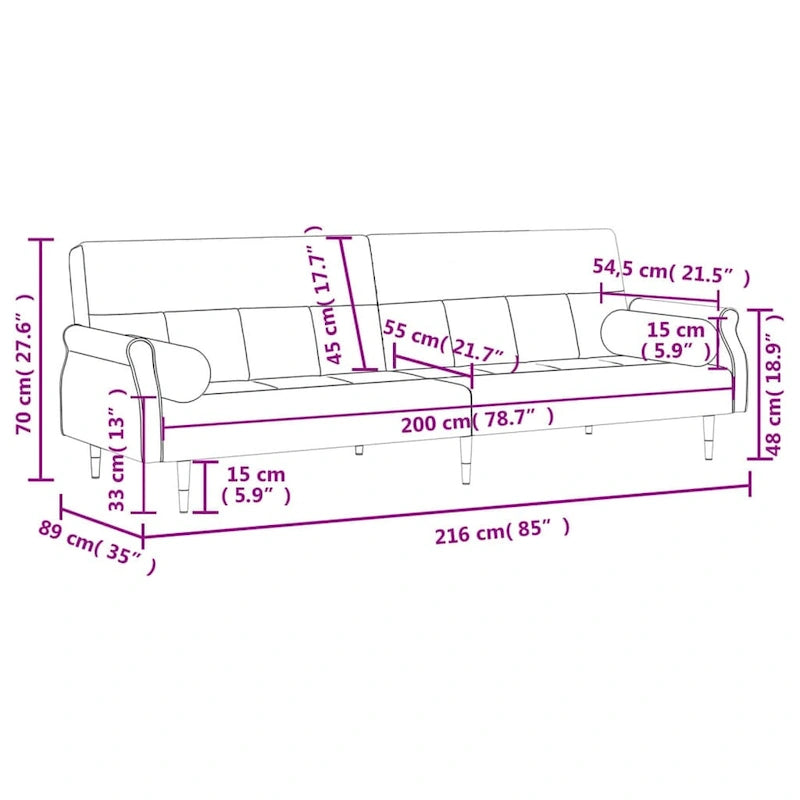 Sofa Bed Loveseat Convertible with Cushions for Studio - Velvet 85 x 35 x 27.6