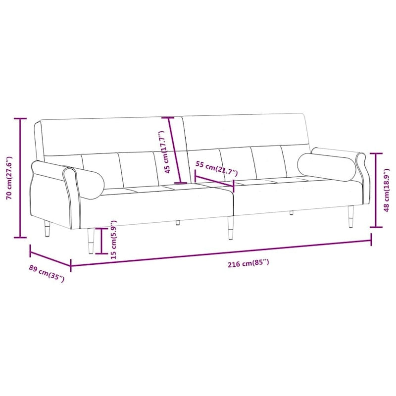 Sofa Bed Loveseat Convertible with Cushions for Studio - Velvet 85 x 35 x 27.6