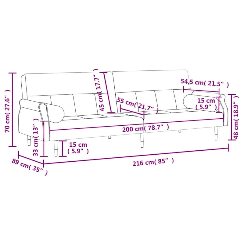Sofa Bed Loveseat Convertible with Cushions for Studio - Velvet 85 x 35 x 27.6