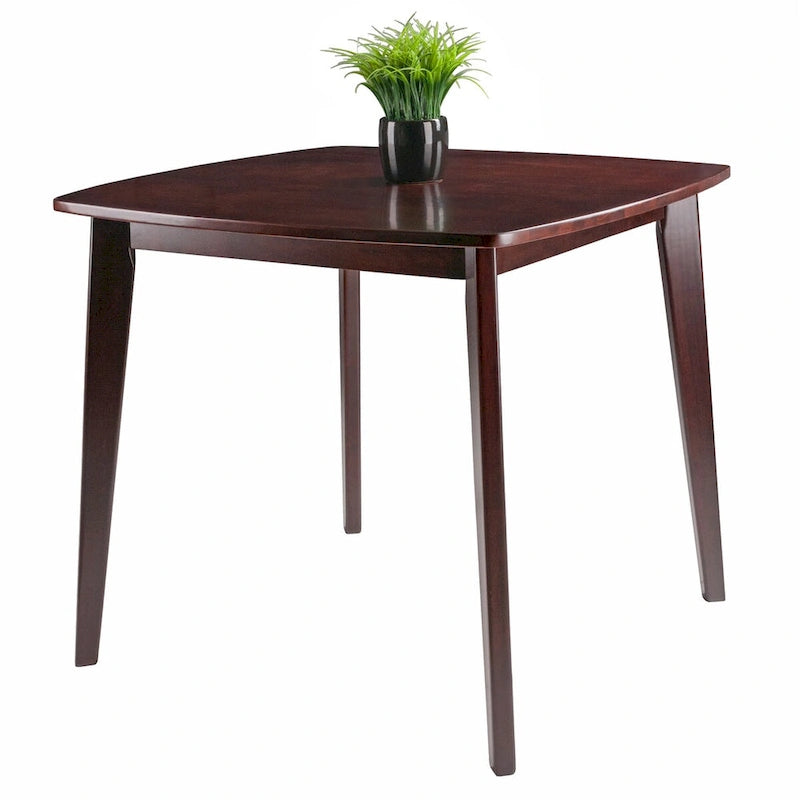 Solid Wood Dining Table, Walnut - 34.02 x 34.02 x 29.33 inches