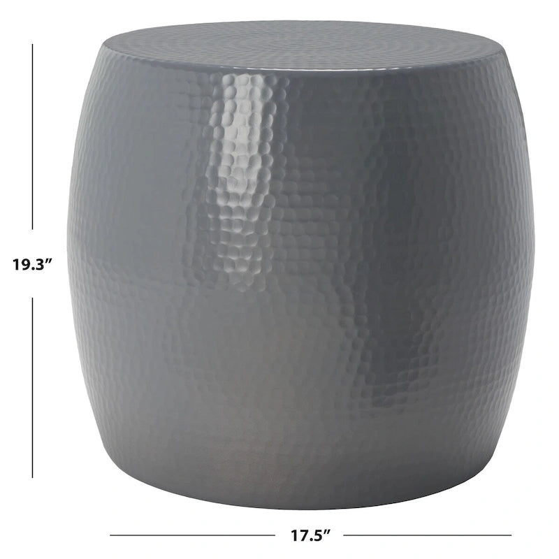 Silver Round Accent Stool - 15"W x 15"D x 16"H