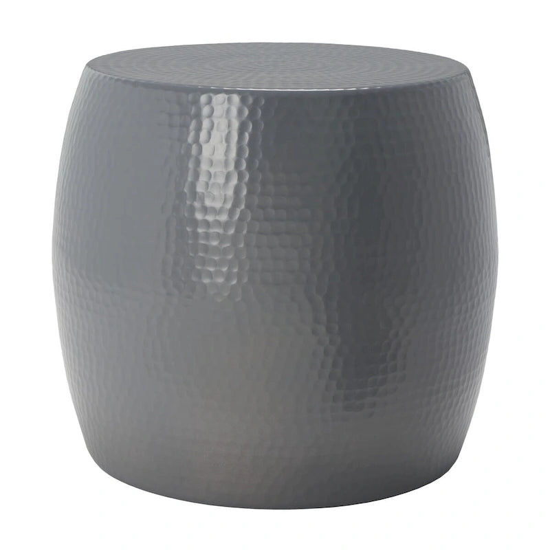 Silver Round Accent Stool - 15"W x 15"D x 16"H