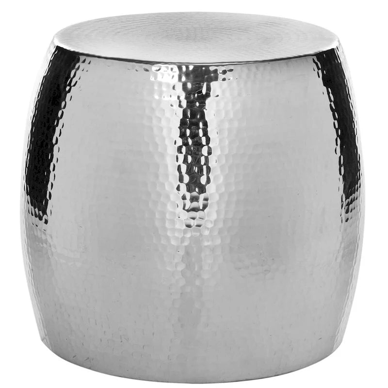 Silver Round Accent Stool - 15"W x 15"D x 16"H