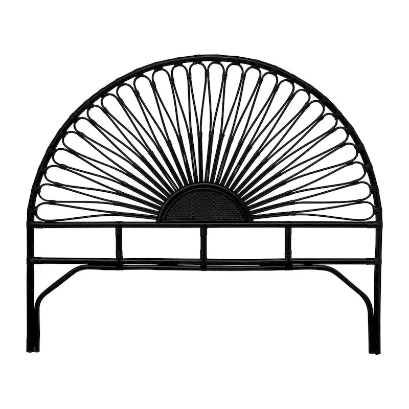 Rattan & Reclaimed Wood Sunburst Headboard