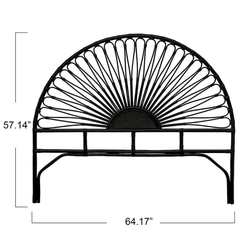 Rattan & Reclaimed Wood Sunburst Headboard
