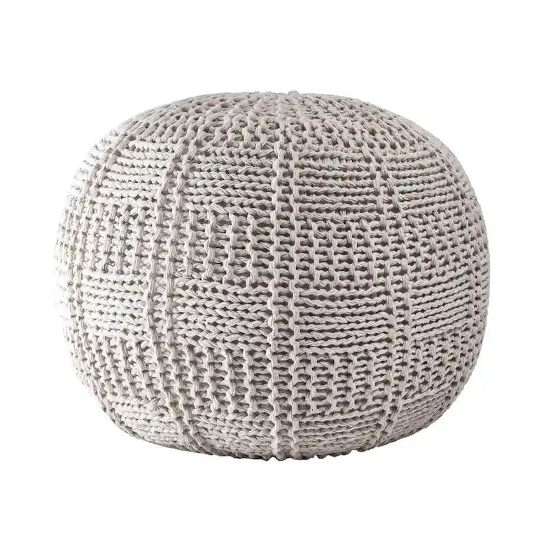 Casual Knitted Cotton Basketweave Pouf