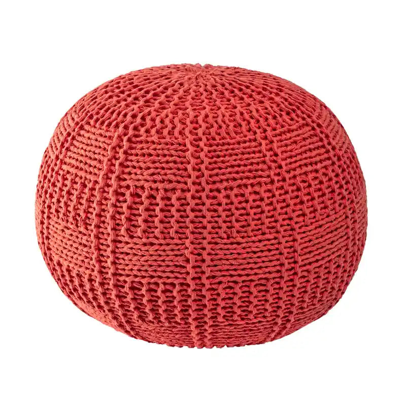 Casual Knitted Cotton Basketweave Pouf