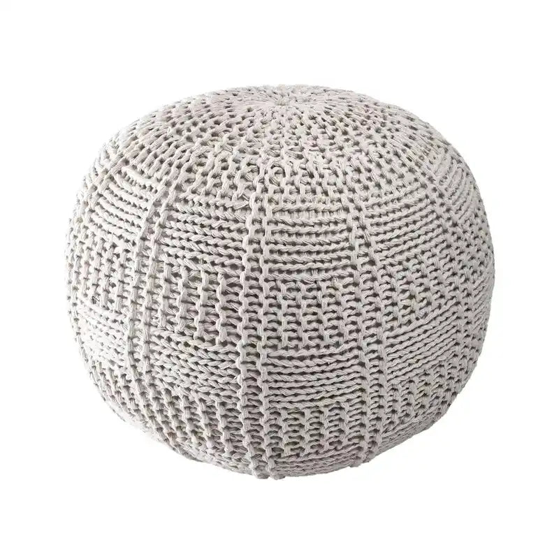 Casual Knitted Cotton Basketweave Pouf