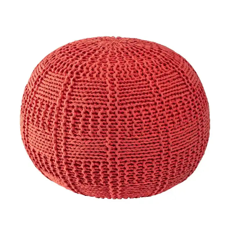 Casual Knitted Cotton Basketweave Pouf