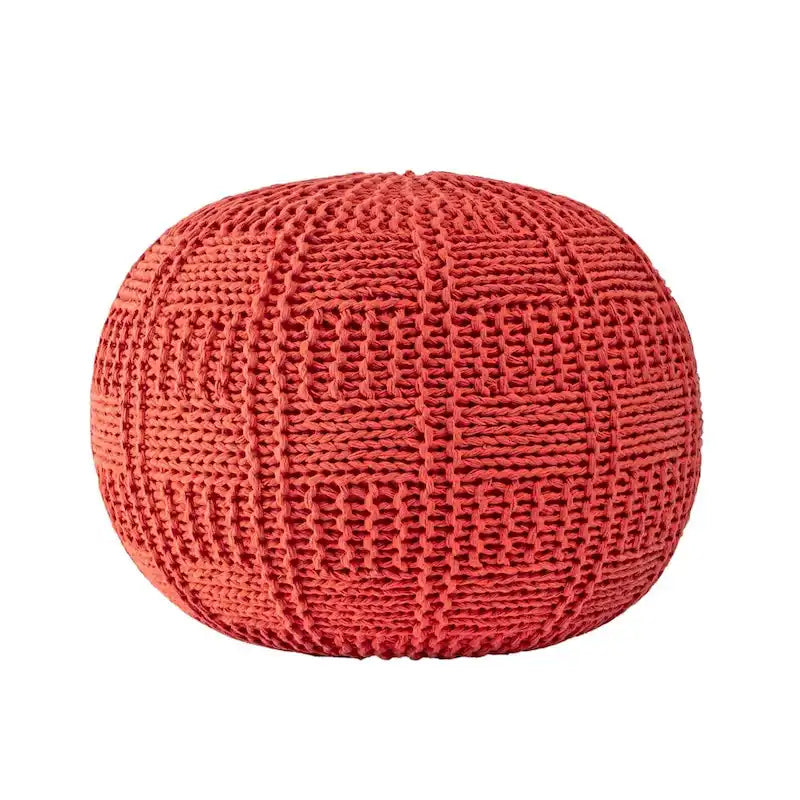 Casual Knitted Cotton Basketweave Pouf