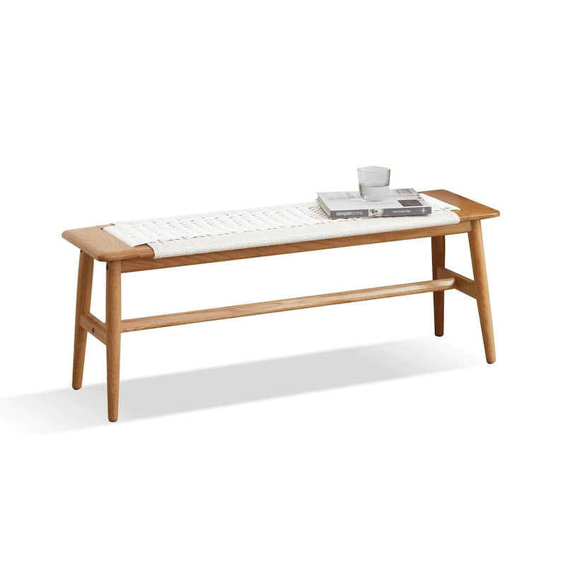 Natural Oak Wood Bench for Living Room, Bedroom & Bathroom