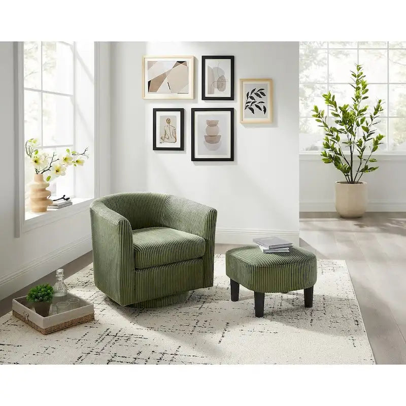 360° Swivel Accent Chair with Ottoman