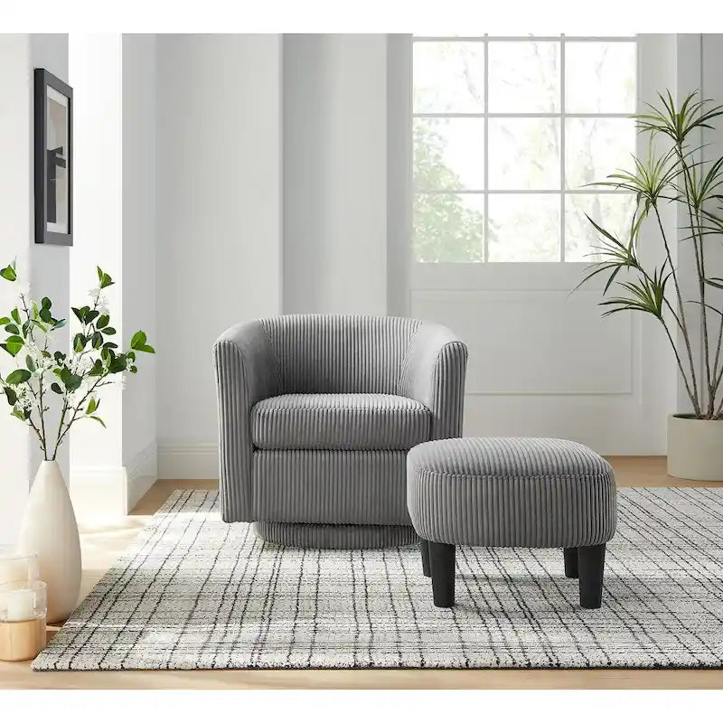 360° Swivel Accent Chair with Ottoman