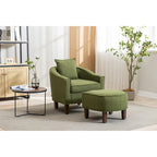 Mid-Century Barrel Accent Chair with Ottoman