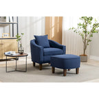 Mid-Century Barrel Accent Chair with Ottoman