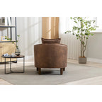 Mid-Century Barrel Accent Chair with Ottoman