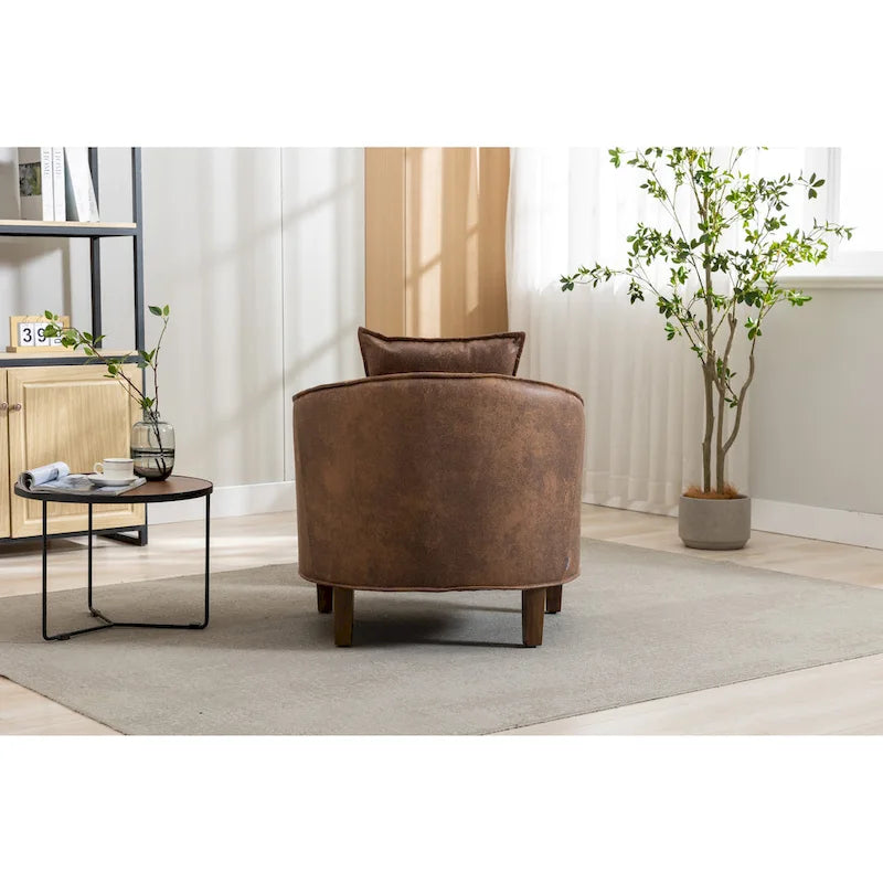 Mid-Century Barrel Accent Chair with Ottoman