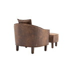 Mid-Century Barrel Accent Chair with Ottoman