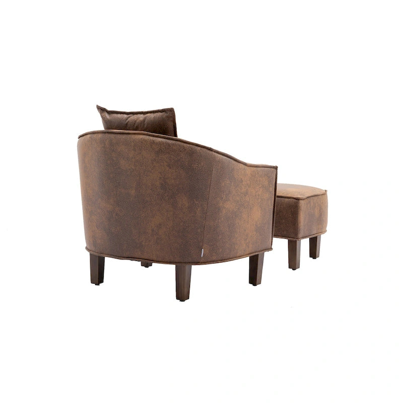 Mid-Century Barrel Accent Chair with Ottoman