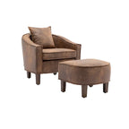 Mid-Century Barrel Accent Chair with Ottoman