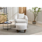 Mid-Century Barrel Accent Chair with Ottoman