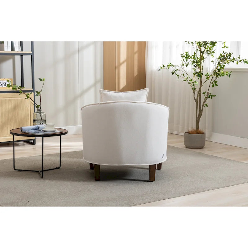 Mid-Century Barrel Accent Chair with Ottoman