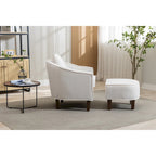 Mid-Century Barrel Accent Chair with Ottoman