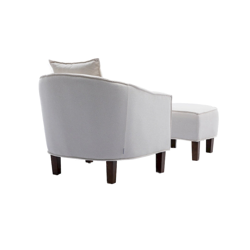 Mid-Century Barrel Accent Chair with Ottoman
