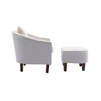 Mid-Century Barrel Accent Chair with Ottoman